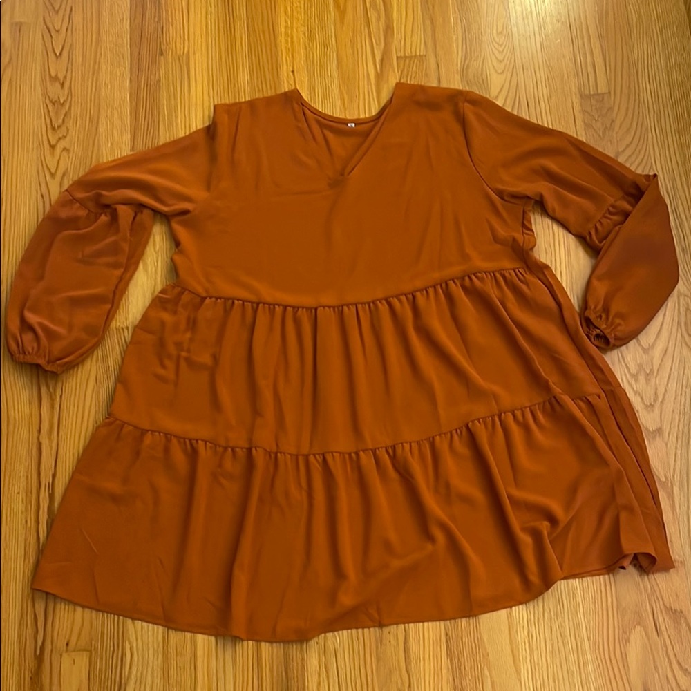 SHEIN Rust Orange Tiered Dress